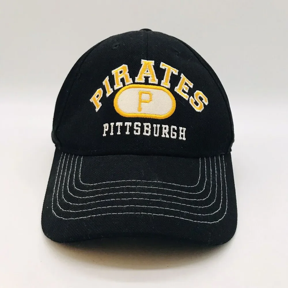 Pittsburgh Pirates MLB Logo Baseball Cap Fan Favorite Black Gold Strapback Hat